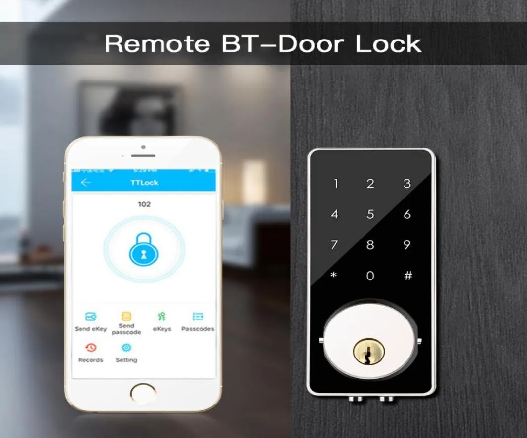 Inteligentne wejście bezkluczowe Deadbolt Cyfrowe elektroniczne drzwi Bluetooth z klawiaturą Auto Home Touch Screen Blokada Y2004073803932