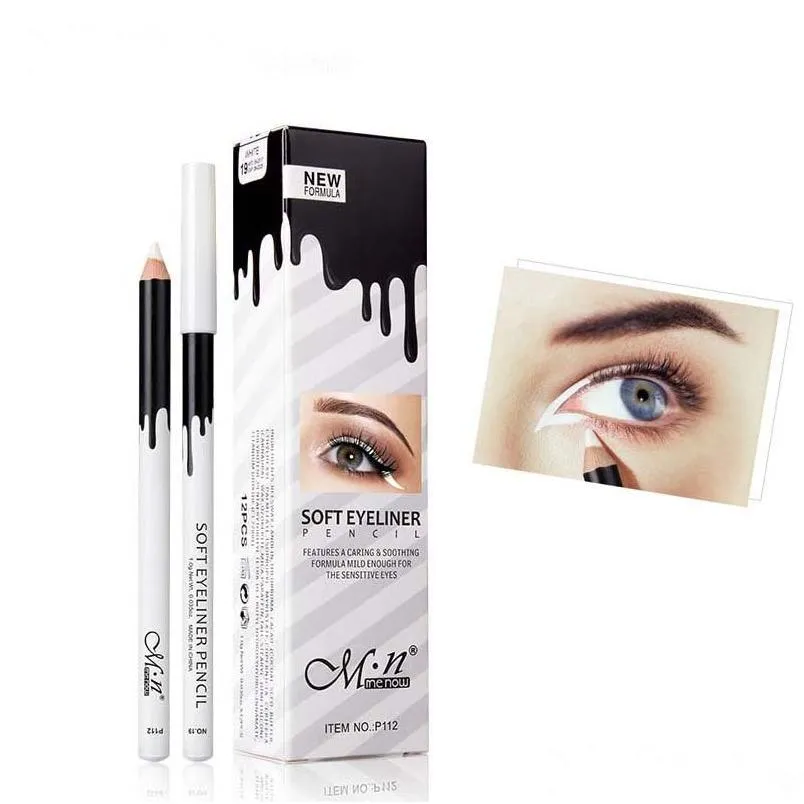 Eye Shadow/Liner Combination 12 Pcs/Set White Eyeliner Pencil Lot Menow Makeup Waterproof Long Lasting Liner Lip Pencils Cosmetic Dr Dhim5