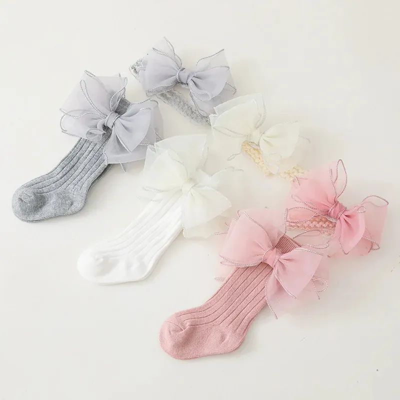 Koreansk stil Bågen Baby pannbandstrumpor Set Född hundra dagar First Birthday Party Hair Tie Present Box Tillbehör 240109