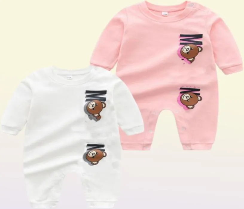 100 bawełny nowonarodzone ubrania dla niemowląt dla niemowląt chłopcy dziewczęta Rompers Luksusowy liter z długim rękawem Jumpsuits Casual Kids Baby Odzież 3254222