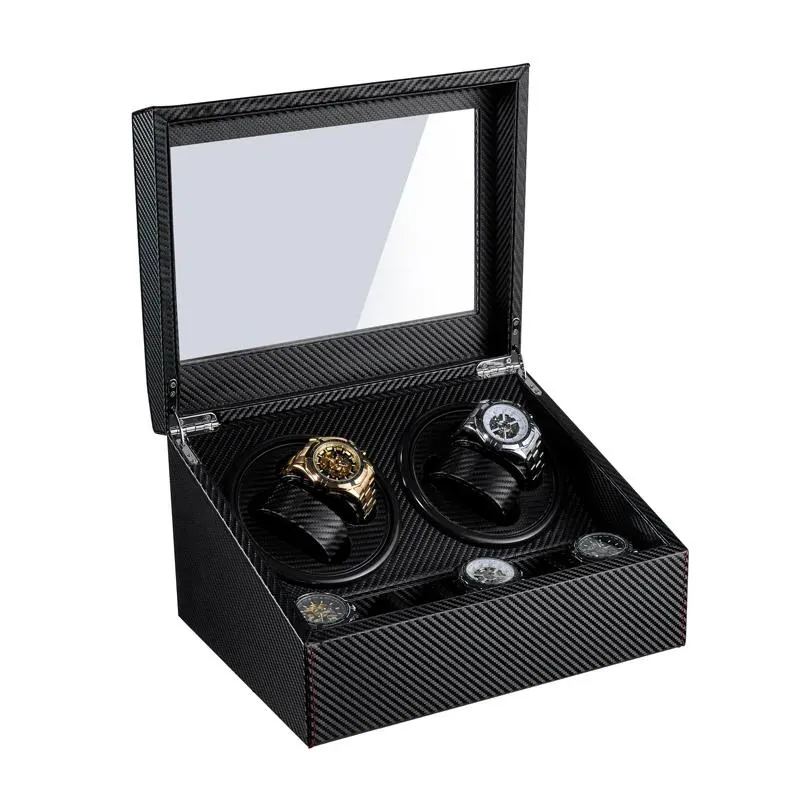 Ringen Mode Hoge kwaliteit horlogeopwinder Motorstop Automatisch horloge Sieraden Display Box Winders Lederen doosopwinder