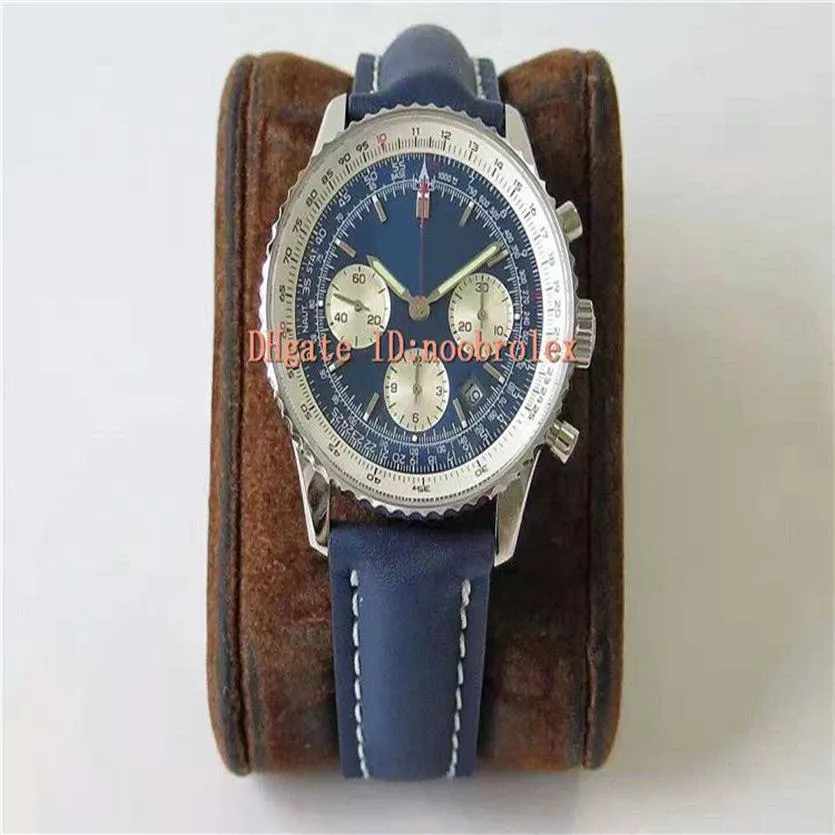 Al Navitimer Chronograph B10 Mens Watch ETA 7750自動28800VPHブルーダイヤル316Lスチールサファイア双方向回転ベゼルLEA2078