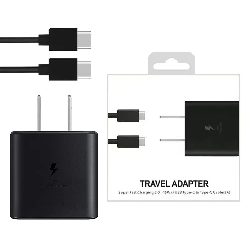 Szybka ładowarka 45 W Szybka adapter C Wtyczka ładowania C do C Kabel dla Galaxy Note 20 S23 S24 A90 A80