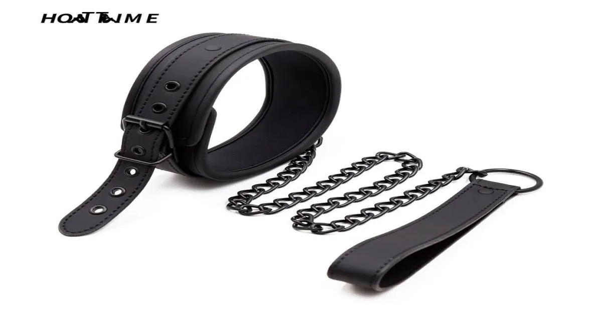 2019New SM Leather Neoprene Restraint Collar Par Adult Sex Toy Sponge Bondage Collar Necklace Fetish Cosplay Time T200413975387