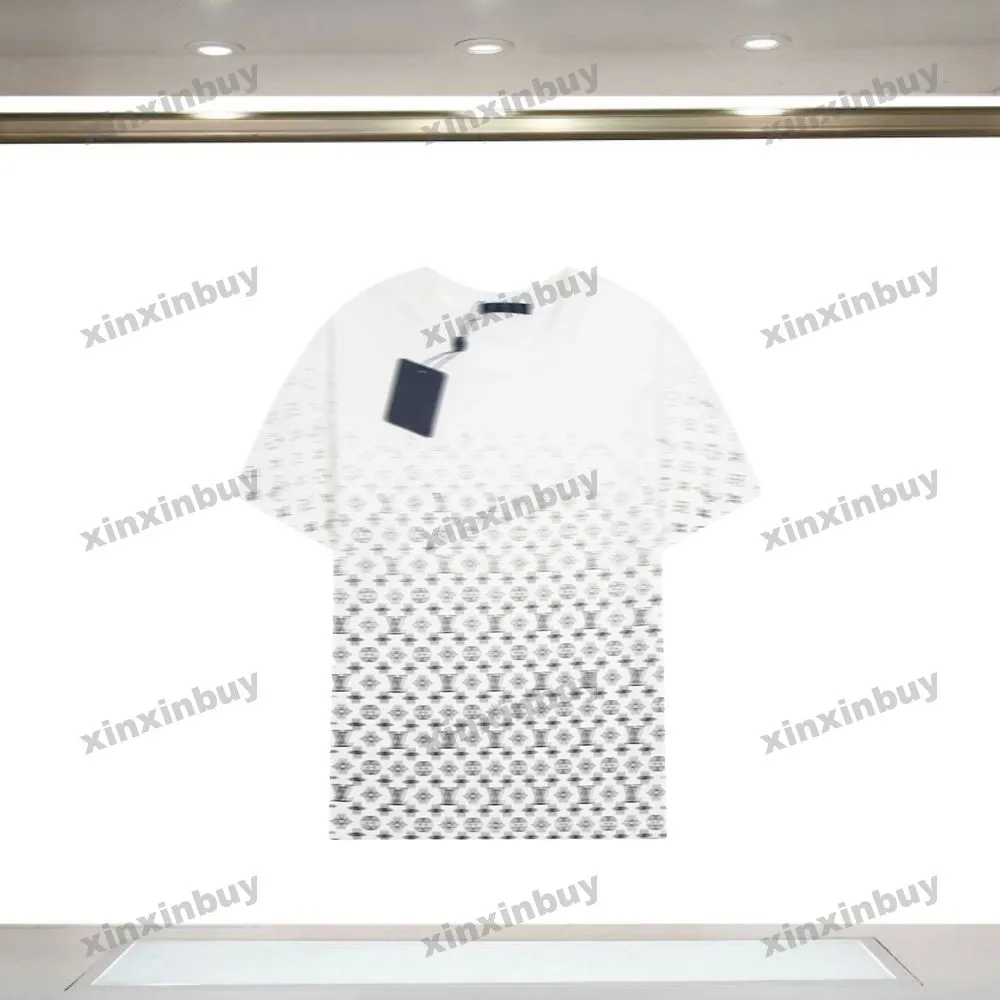 Xinxinbuy 2024 Hommes Designer Tee T-shirt Nouveau Dégradé Lettre Impression 1854 Femmes Noir Blanc Gris Vert Noir XS-L