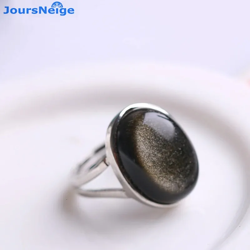 Natürlicher Obsidian Ring Gold Augenstein S925 Sterling Silber Mosaik Ring Einfache Männer Frauen Geschenk Kristall Ring Schmuck 240109