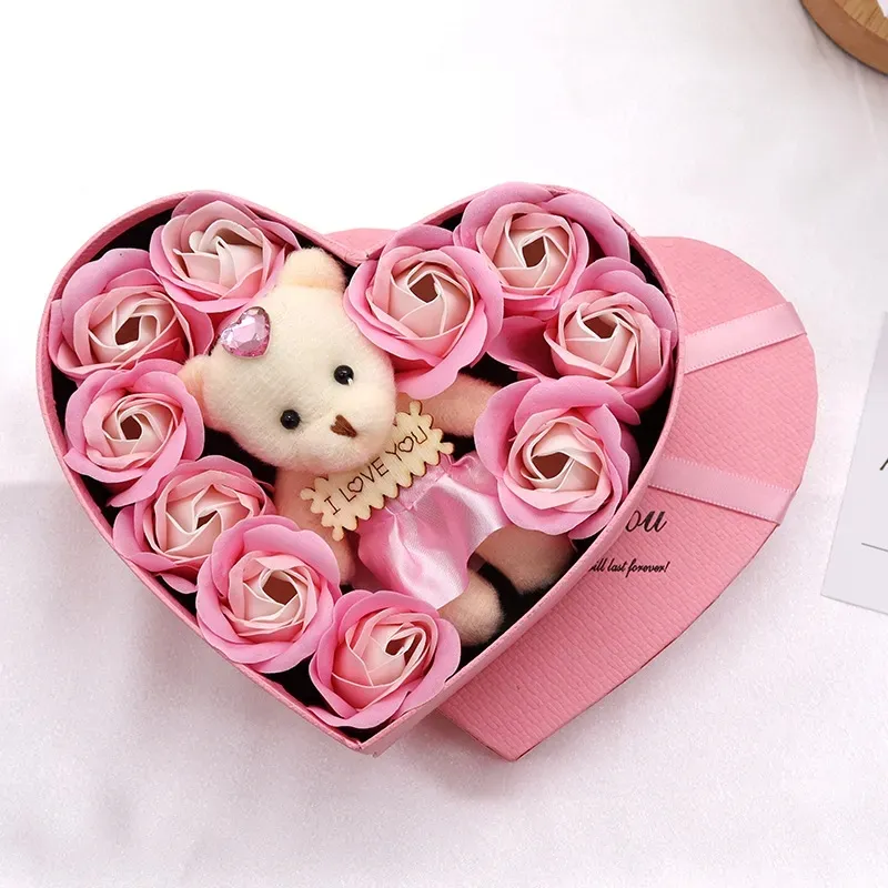 Groothandel Bloem Hartvormige Roos Geschenkdoos Valentijnsdag Moederdag Cadeau Roze Bloem Creatief Verjaardagscadeau
