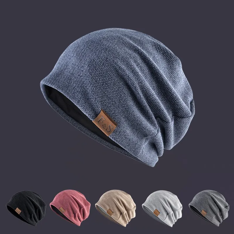 Mütze für Herren, Plüsch- und warme Wollmütze mit Duttkopf, Frühlings- und Herbststrickmütze, dünne Stapelmütze