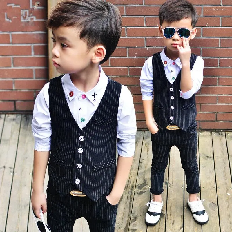 Clothing Sets Fashion Boys Gentleman Suit Regular Boy Suits Formal Blazers 2 Piece (vest Pants) Costume For Weddings