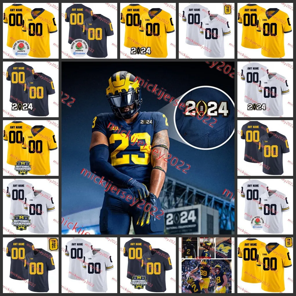 Michigan 2024 Champions Football Jersey Devin Funchess Maurice Hurst Bennie Oosterbaan Brandon Graham Taco Charlton Jake Ryan Ben Bredeson Josh Uche Willie Henry