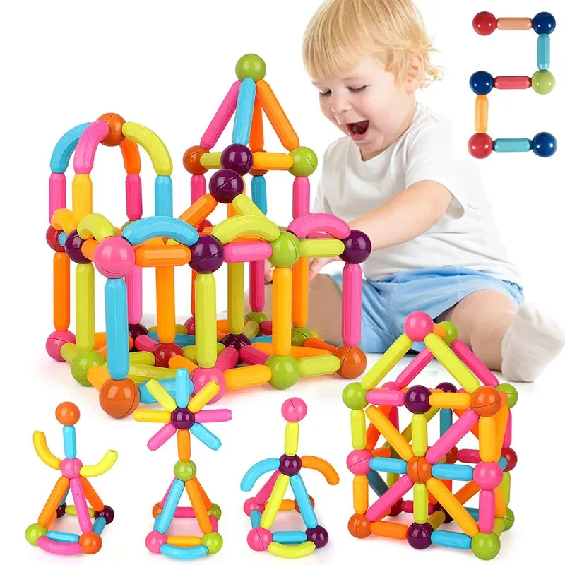 Bâtons de Construction magnétiques blocs jouet tige jouets de Construction éducatifs 3D aimant Puzzle cadeau pour les enfants et les tout-petits 240110