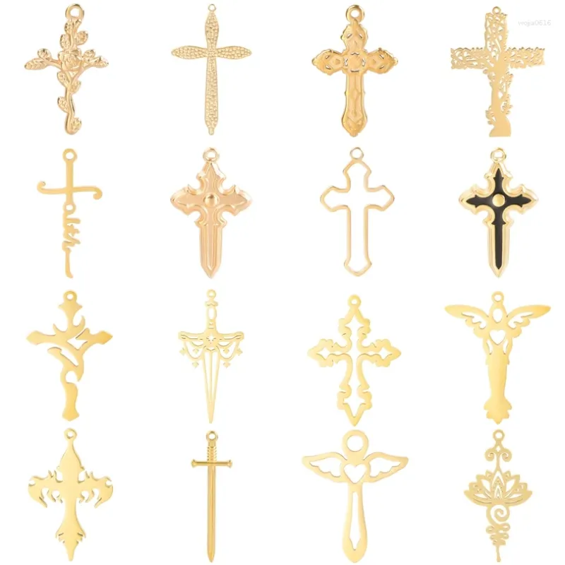 Charms 4 stks Mode Bloemen Religieuze Jesus Cross Designer Voor Sieraden Maken Benodigdheden Hanger Armband Ketting Oorbel