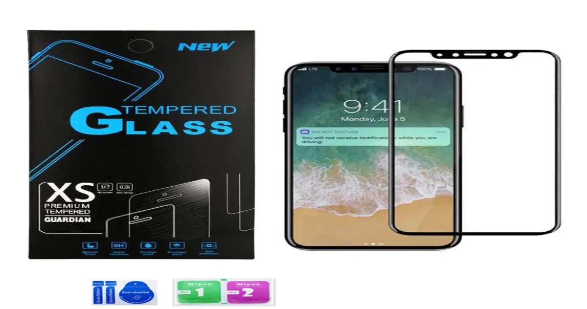 Volledige dekking gehard glas voor iPhone iPhone XS MAX X 8 7 plus 6 5 Zachte rand Goedkope Premium 3D schermbeschermers Film met papier 6503381