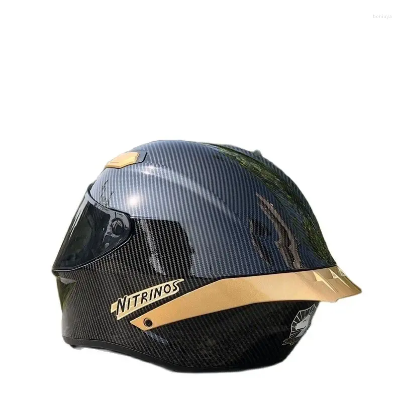 Motorhelmen Grote spoilerhelm Rijden Motocross Racing Origineel NITRINOS Zwart koolstofvezel volledig gezicht