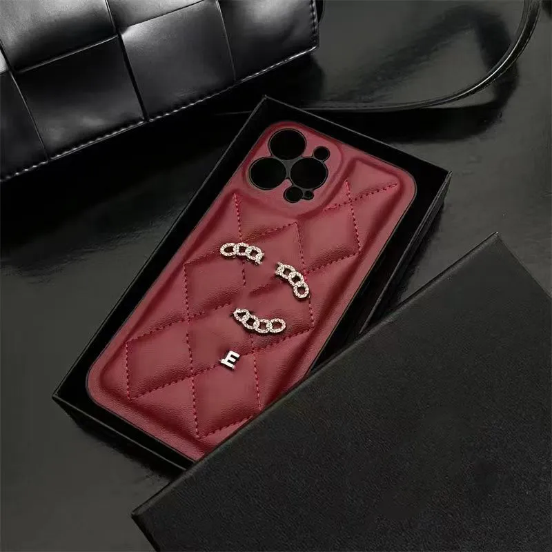 Designer Telefonfodral Simple Diamond Lattice Leather iPhone Case 14 Promax11 Luxury 12 Par 13 fall