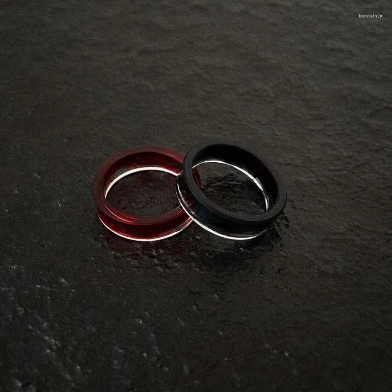 Cluster Rings Ink Dark Resin Couple Ring Punk Hip Hop Red Vampire Halloween Finger Jewelry Gift For Women Men