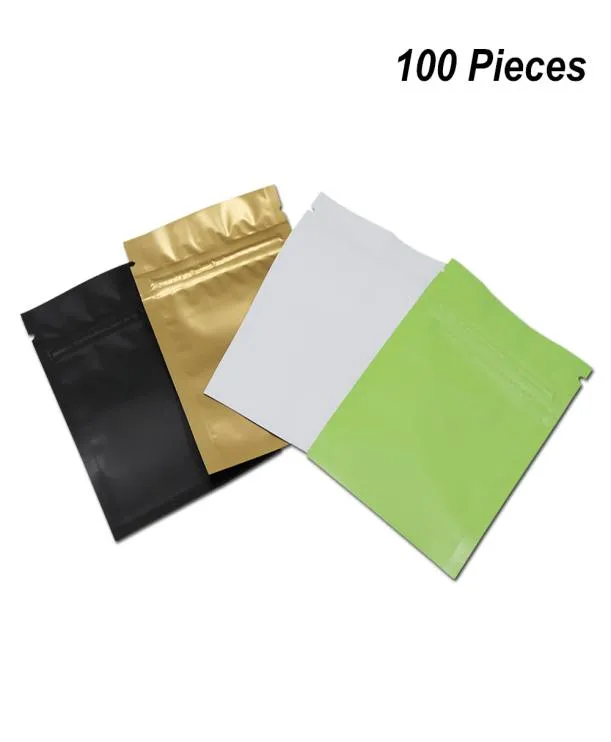 100 pz / lotto Multicolor Matte Mylar Foil Zipper Lock Pacchetto Pouch Foglio di alluminio Sacchetti di imballaggio termosaldati per la conservazione degli alimenti Vendita al dettaglio Foi8537782