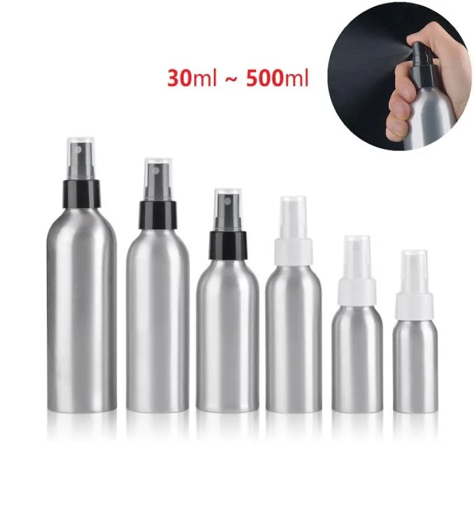 Bottiglie spray per nebulizzazione fine in alluminio da 30 ml 500 ml Bottiglia vuota utilizzata come bottiglia per dispenser cosmetico per acqua di olio essenziale di profumo2044414