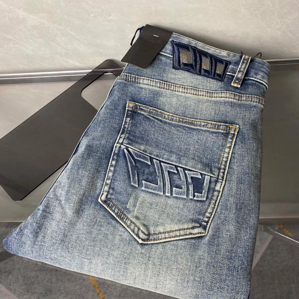 Designerjeans voor heren Heren Dames Paarse jeans met 3D-patroon Hoge kwaliteit geborduurde letters Paarse jeans Heren Sport Casual broek Hiphop bikerbroek