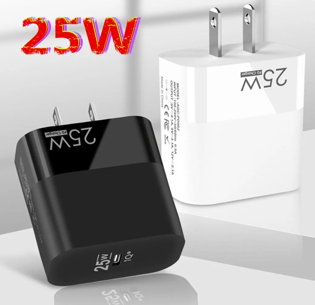 Snabb snabbtelefonladdare 25W PD Typ C EU US AC Home Travel USB C Wall Charger Power Adapters för iPhone 12 13 14 X Xs Max SAMSUN5715903