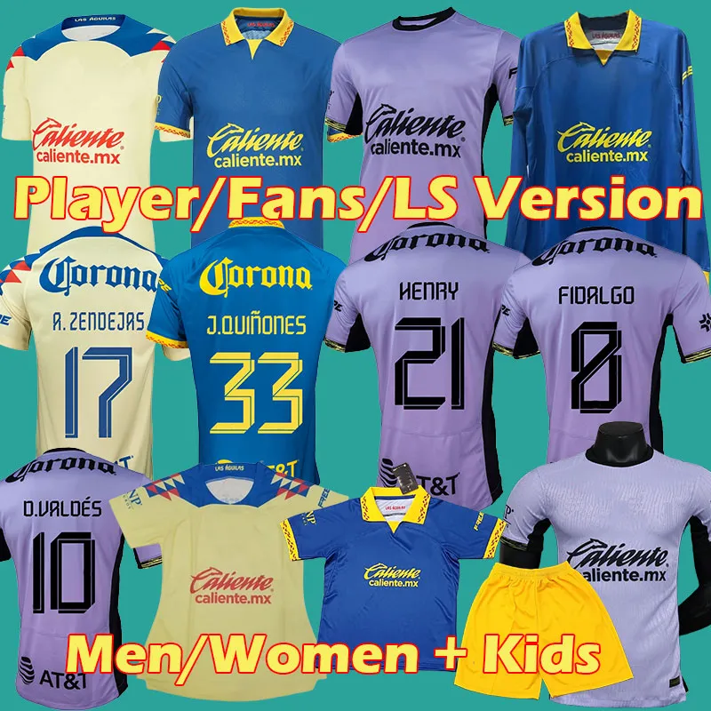 23 24 Club America Soccer Jerseys Liga MX Henry J.quinones D.Valdes 3: e A.ZendeJas Fidalgo 2023 2024 Away Third Fans Slim Player Version Men Women Kids Football Shirts