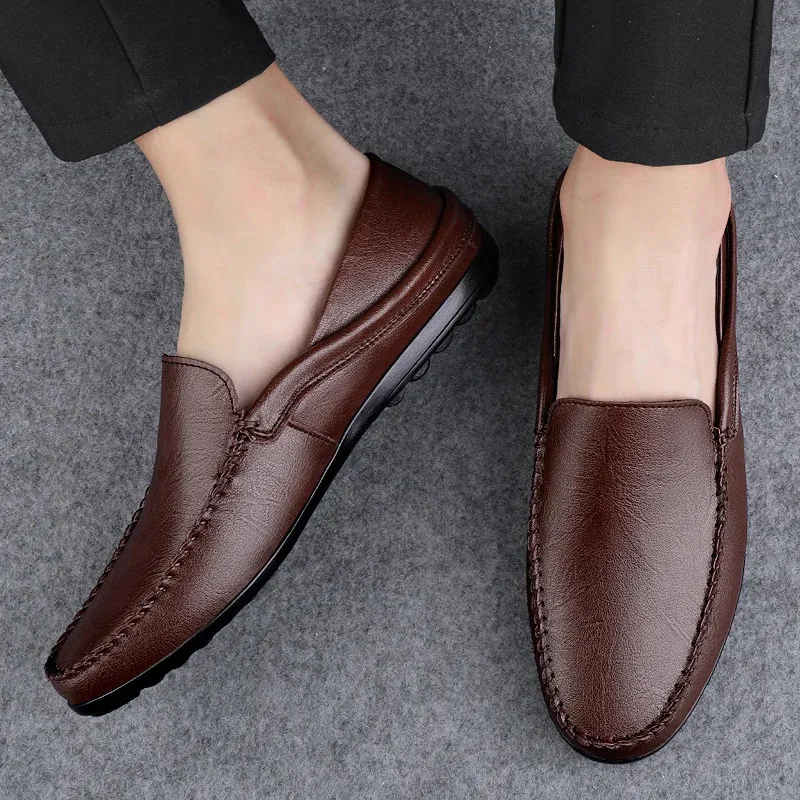 GAI Genuine Leather Men Casual Design Mens Loafers Breathable Moccasins Slip on Male Driving Italian Boat Shoes 240109