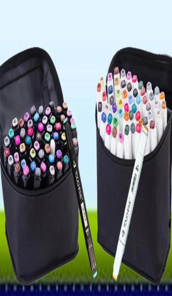 O mais novo conjunto TOUCH5 de duas cabeças Art Mark 168 cores toque cinco canetas marcadoras com saco colorido desenho canetas pincel presentes de Natal3253333