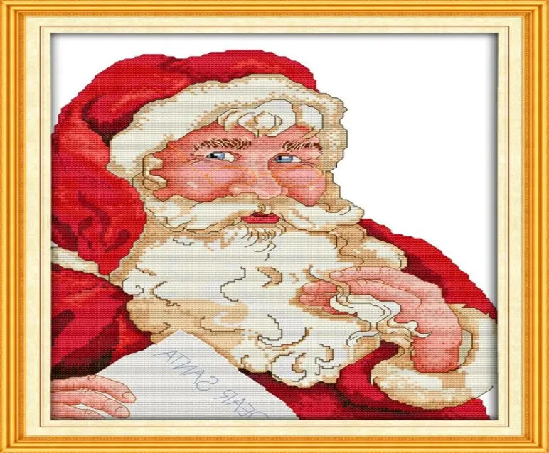 サンタクロース漫画のクリスマス装飾絵画ハンドメイドクロスステッチ刺繍針細工セットカウントされたキャンバスDMC 14CT 8819262