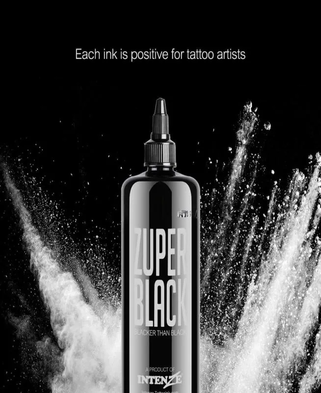 Premium Zuper Black Tattoo 12 unz 360 ml Butelka Czarna nietoksyczna profesjonalna tatuaż Ink1964071