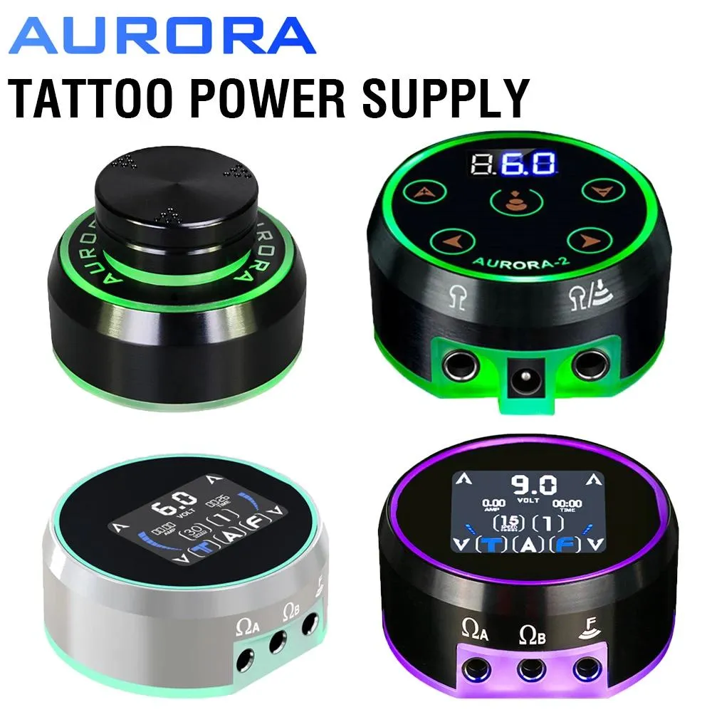 Maskin Aurora 2 Tatuering av strömförsörjning för spole Rotary Tattoo Hine Pen Battery Aurora 3 Uppgradering Dual Output LCD Full Touch TFT -skärm