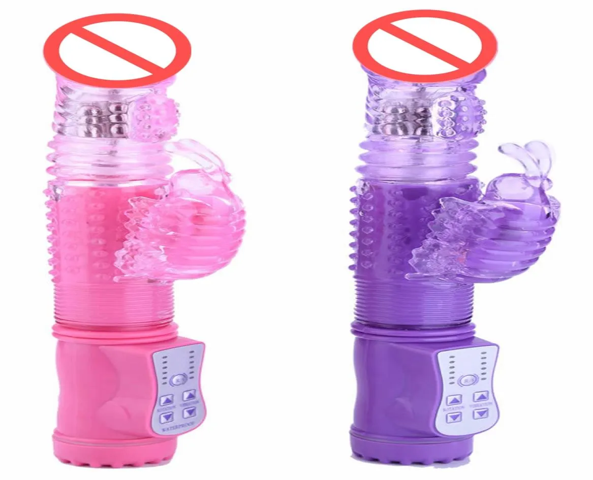 Vlinder Roterende Vibrator Stak Clitoris Stimulator GSpot Dildo Trillingen Vibrators 2 Kleuren Speeltjes voor Vrouwen8975454