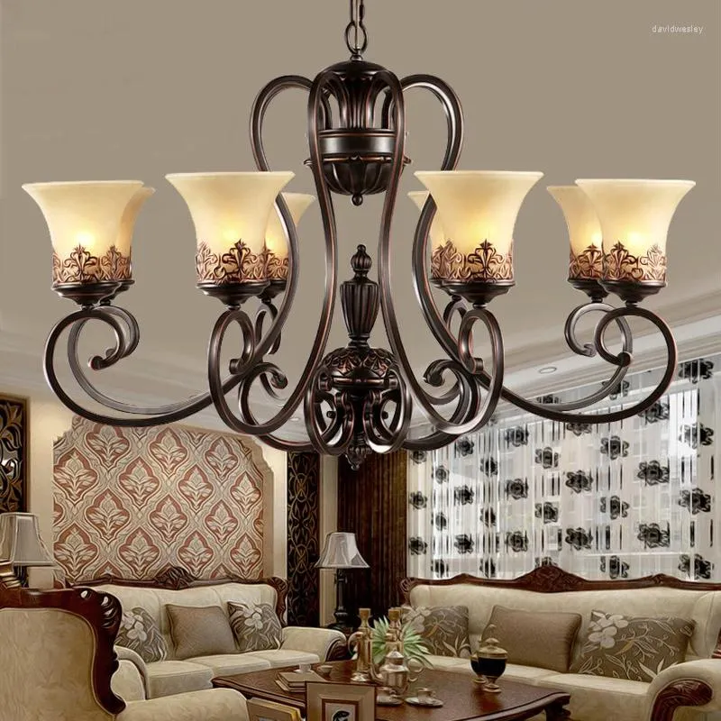 Chandeliers 3/5/6/8 Arms Retro Chandelier Lighting Glass Lampshade Wrought Iron Living/dining Room/bedroom Hanging
