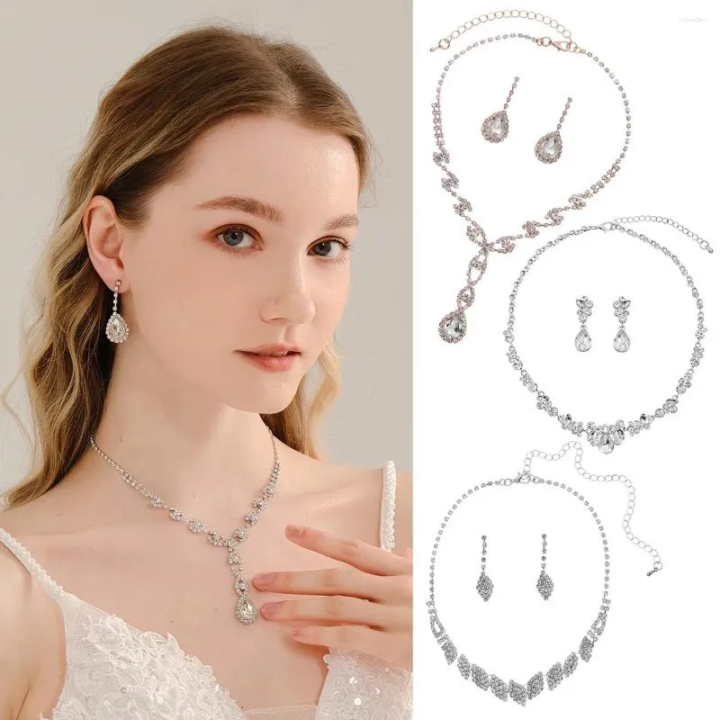 Haarspangen 6PCS 2024 Mode Strass Halskette Damen Ohrring und Hochzeit Hals Ornament für Braut