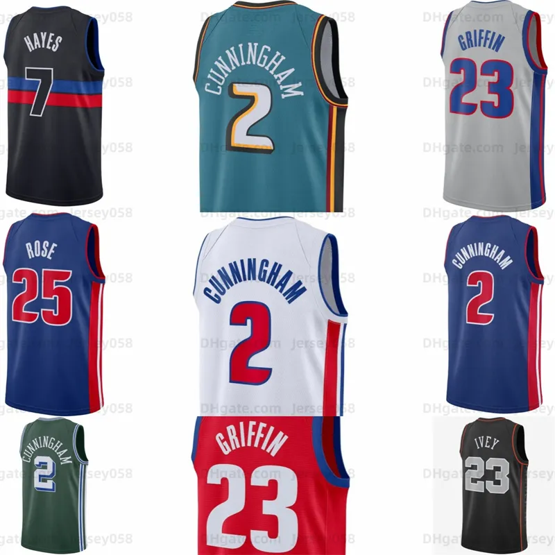 2 Cade Cunningham Jaden Ivey Basketball Jersey Retro Joe Dumars Dennis Rodman Isiah Thomas Grant Hill 2023 2024 City