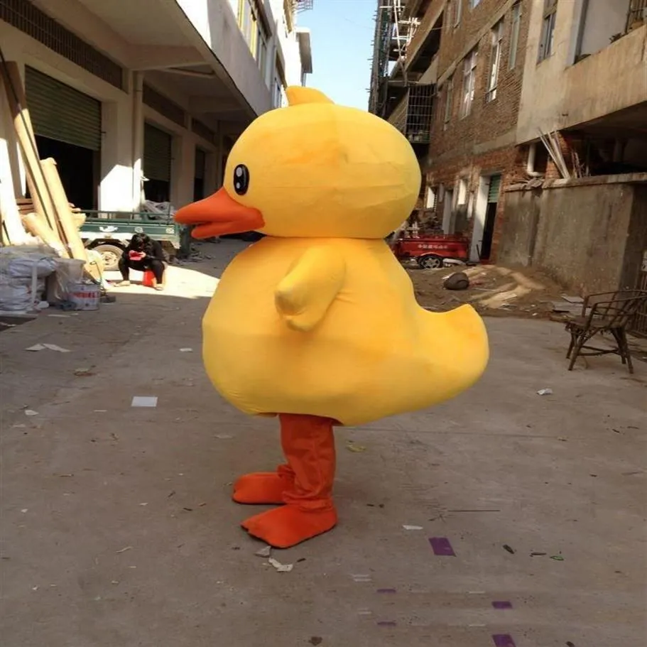 2018 Costume de mascotte de canard en caoutchouc jaune d'usine Costume de spectacle de dessin animé 297c