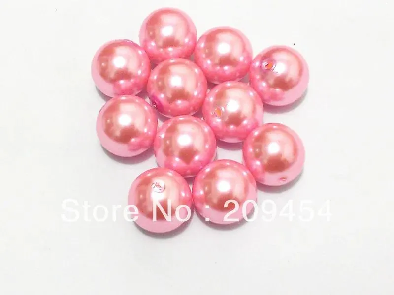 Grânulos 20mm 100 pçs/lote novo rosa robusto redondo imitação de pérola contas acrílicas para crianças fazer jóias