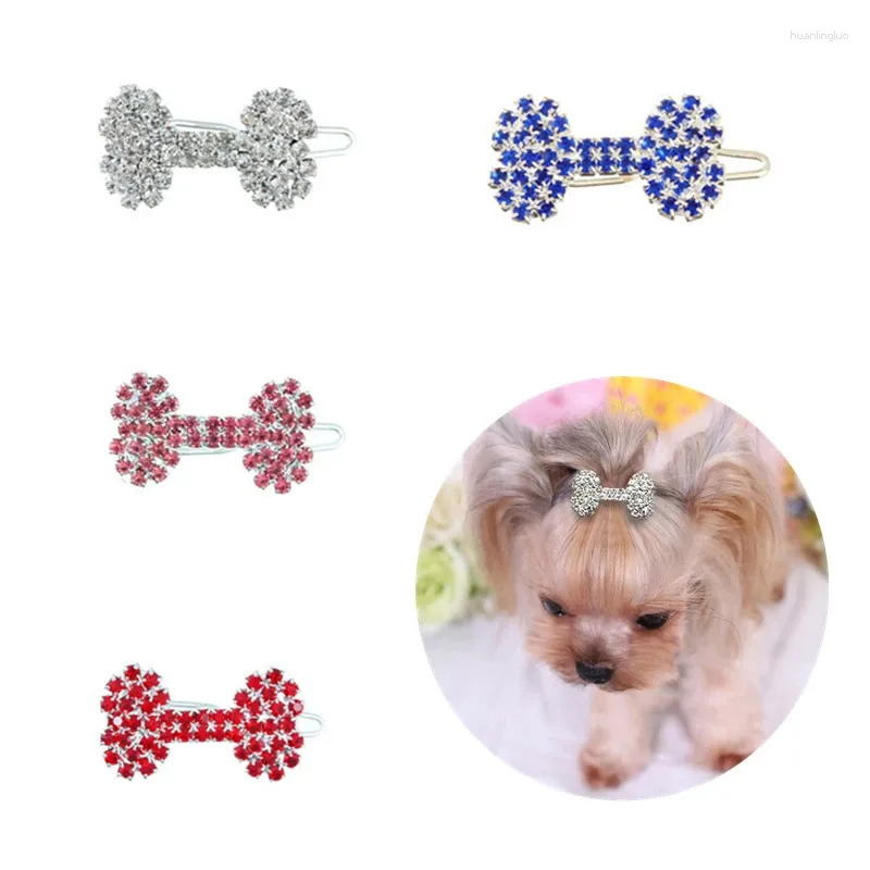 Dog Apparel Shinny Crystal Diamond Small Hair Clips For Puppy Chihuahua Pet Accessories Grooming Hairpin Bone Clip Cat Headwear