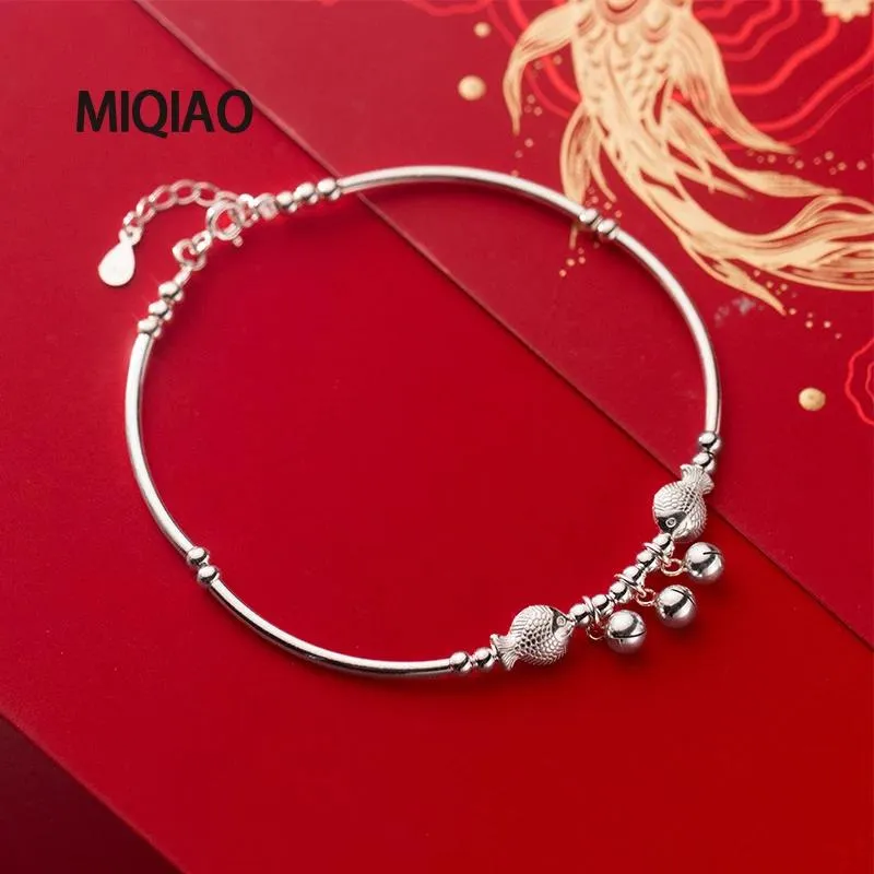 Cavigliere Bracciale Miqiao sul pesce gambe gioielli alla caviglia per donne regalo 925 sterling in argento curvo tubo a piedi catena femmina marina marina