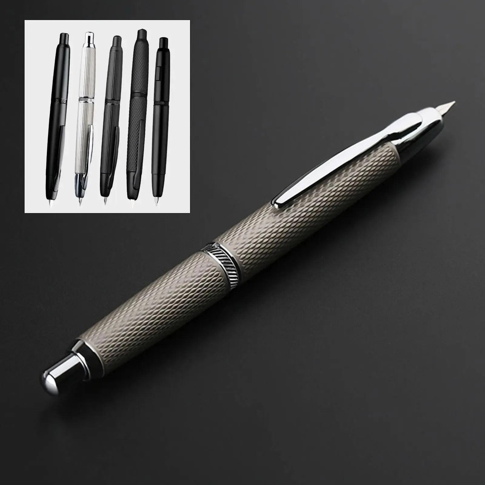 Majohn A1 AK1 Press Fountain Pen Fish Scale Pattern EF 04mm Nib Metal Writing Ink Pens School Supplies Office Gifts 240111