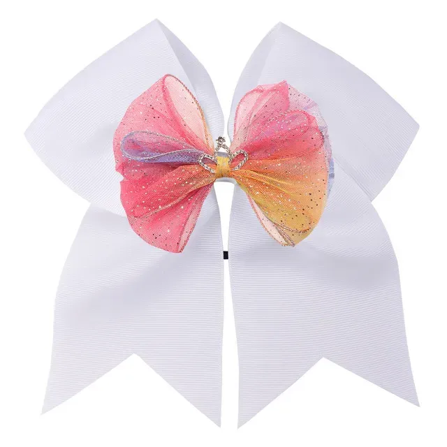 8inch Large Sequins Head Bow Grosgrain Ribbon Hair Bows Children Cheerleading Girls Accessories Elastic HairHolder JOJO SWIA