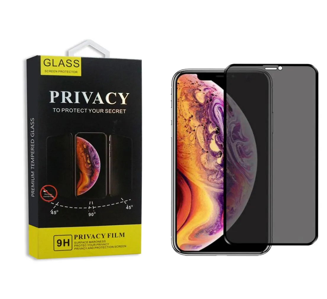 3D zakrzywione pełne okładka Prywatność Prywatna szkło dla iPhone'a 11 pro Max anty szpiegowskie podglądanie ochraniacze ekranu iPhone'a 6 7 8 z PA6432084