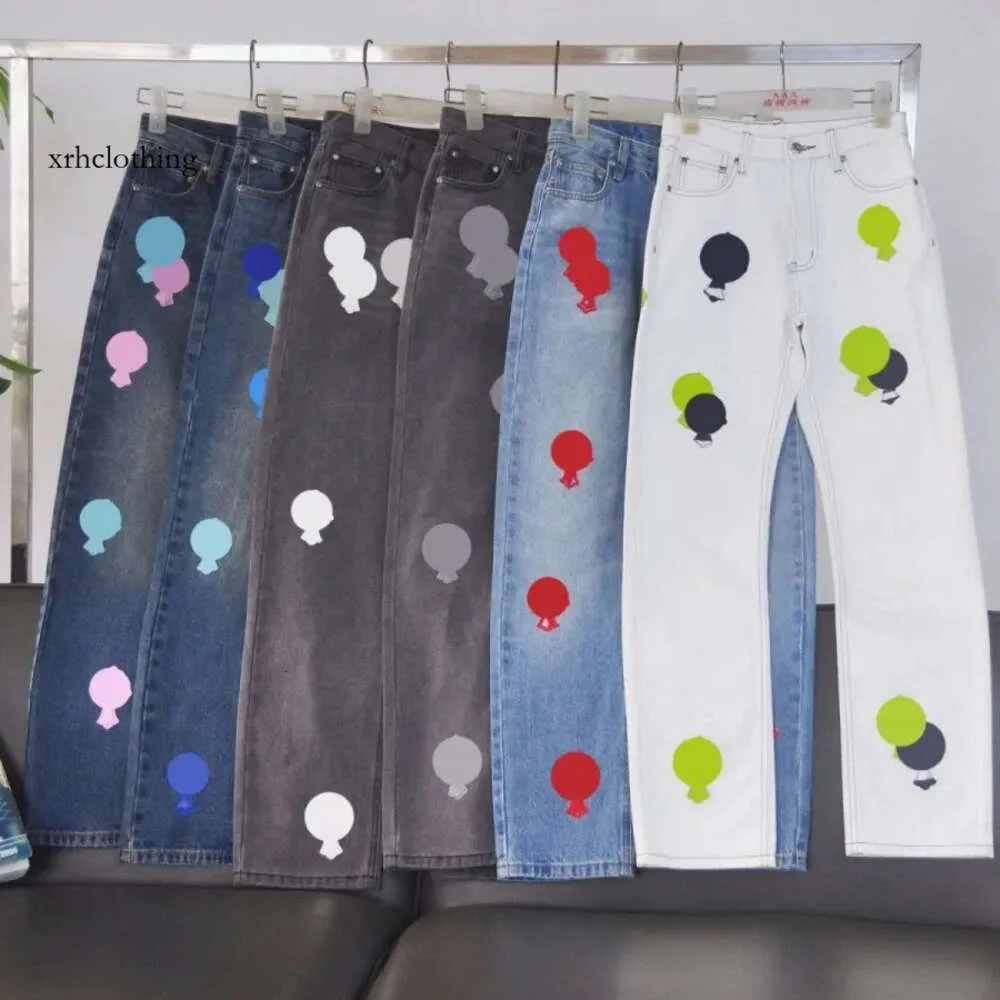 herenmode designer jeans dames designer make oud gewassen chroom rechte broek prints voor dames heren casual lange stijl chroom R1ze #
