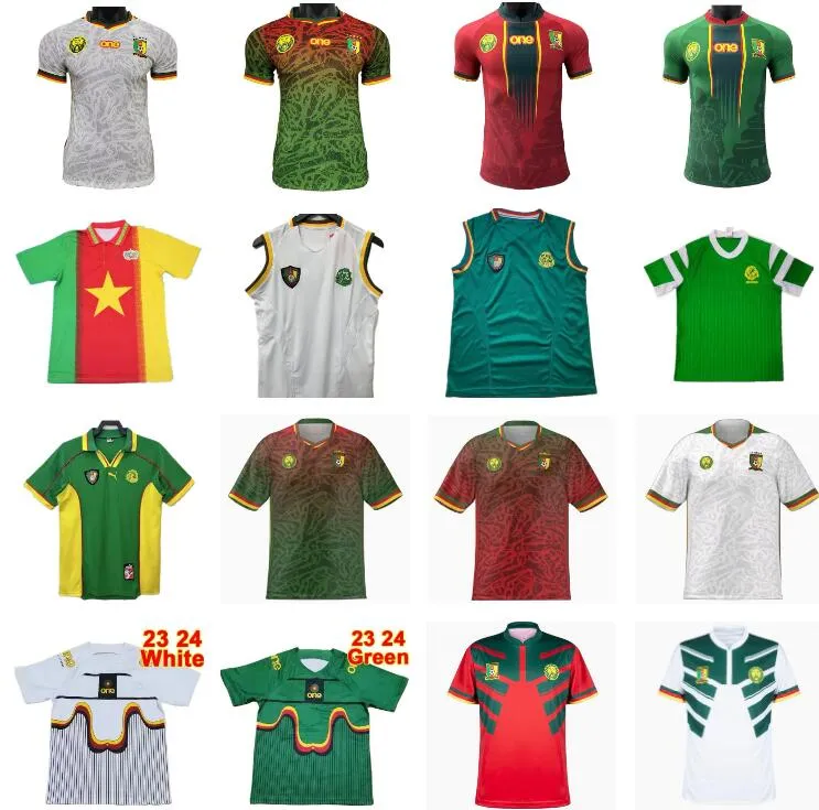 23 24 Cameroun National Soccer Jerseys Rétro 1990 1998 Équipe de football Ekambi Bassogog 2023 2024 Aboubakar Ngamaleu Marou ABOUBAKAR Player Version Football Shirts