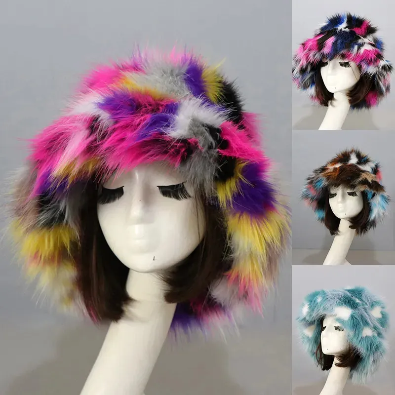 Chapeaux seau chauds d'hiver en fausse fourrure pour femmes, casquettes d'extérieur, casquette de pêcheur en polaire douce, cache-oreilles moelleux, chapeaux de vacances de Ski 240110