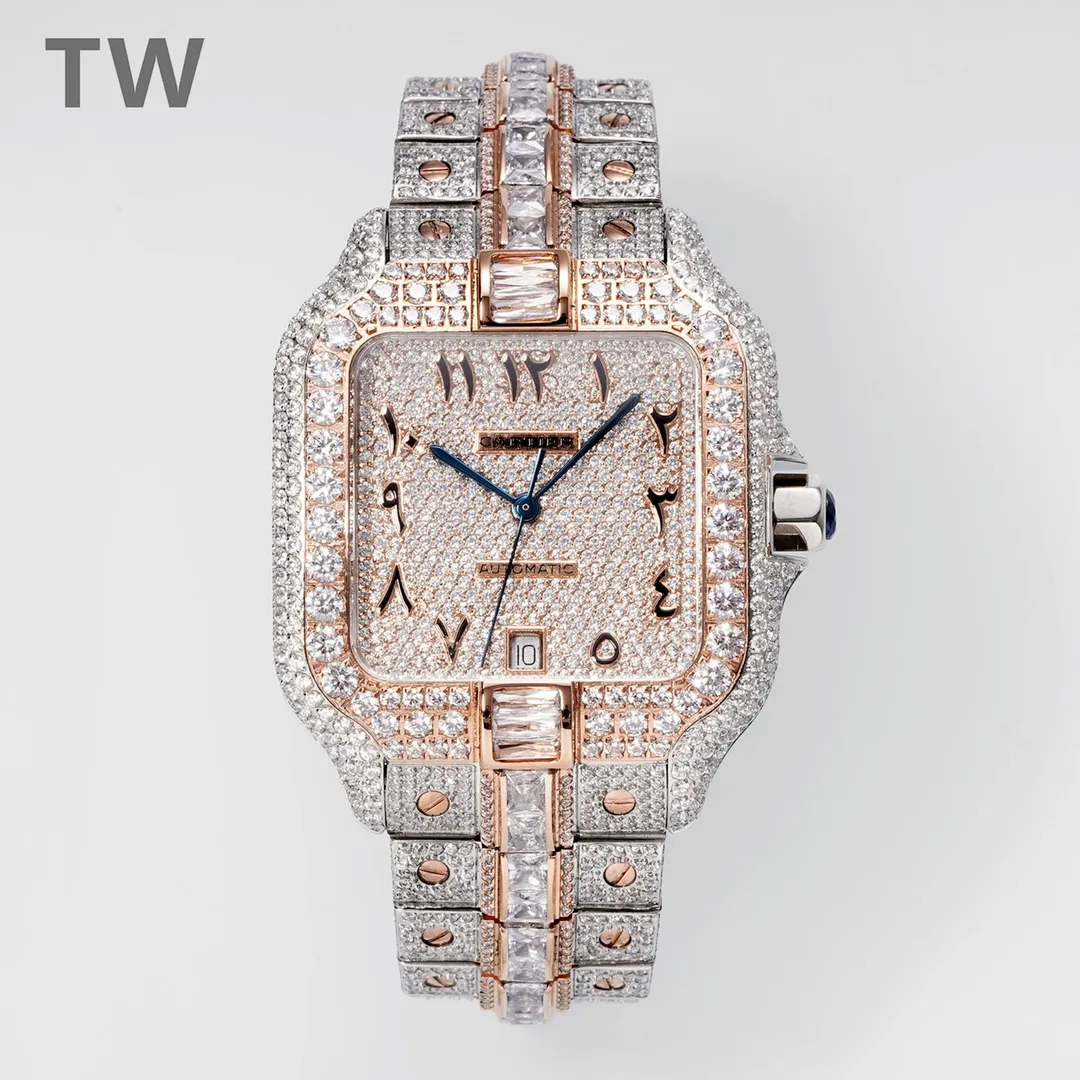 TW Montre de Luxe Babysbreath Diamond Watch 40mm 2824 자동 기계식 이동 남성 감시 손목 시계 relojes