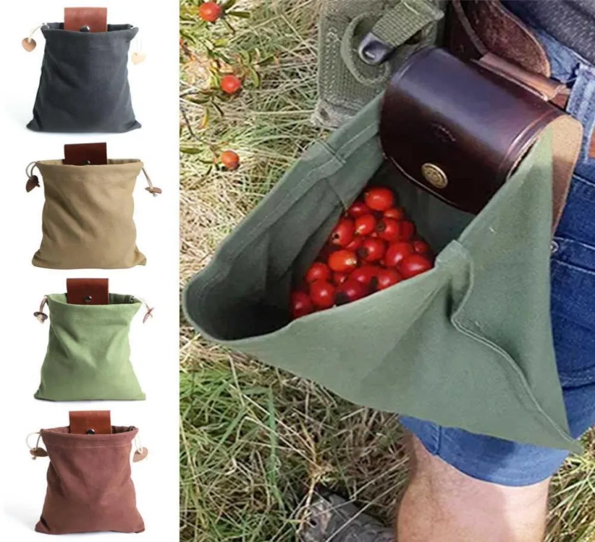 Läder och duk bushcraft väska duk som foder påse för vandring camping skatter snäckskal lätt slingor runt bältesväskor2658956