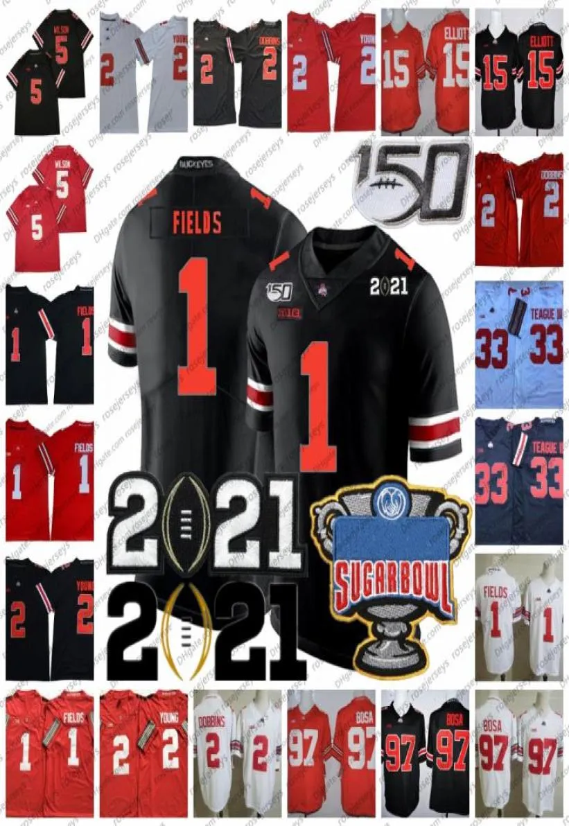 2021 Ohio State Buckeyes Justin Fields Jersey OSU Playoff 1 2 Chris Olave Chase Young 15 Elliott 5 Garett Wilson Master Teague4257941