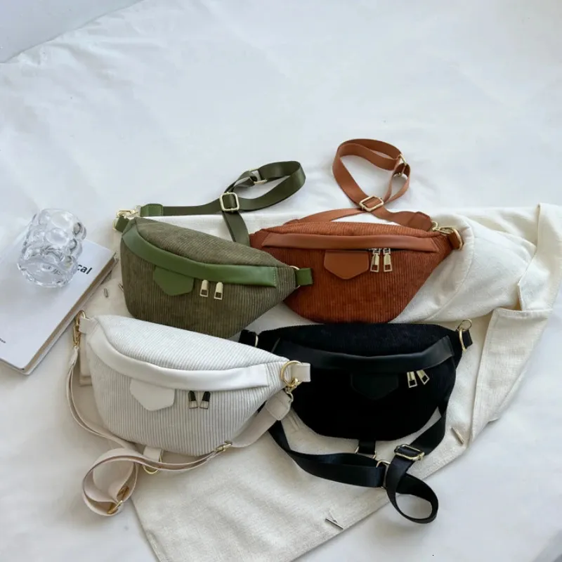 Winte velours côtelé Fanny Pack et téléphone Pack mode dames épaule bandoulière poitrine sacs dame taille sac pochette Fanny Pack 240110