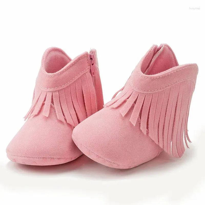 Bottes Born Baby Girls légères et décontractées, semelle souple, pompons, fermeture éclair, antidérapantes, chaussures de premier pas, articles accessoires