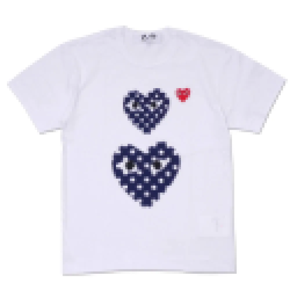 Designer TEE Com Des Garcons Twin Polka Dot Heart Short Sleeve T-shirt White Unisex Japan Best Quality EURO size